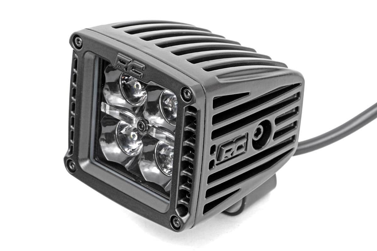 2-inch Square Cree LED Lights - (Pair, Black Series w/ Cool White DRL)