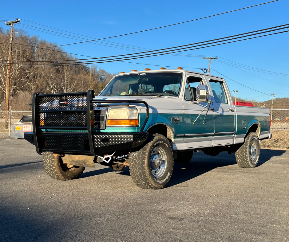 92 97 FORD F250 F350 DIAMOND PLATE RANCH STYLE BUMPER RETROFIT OPTIO